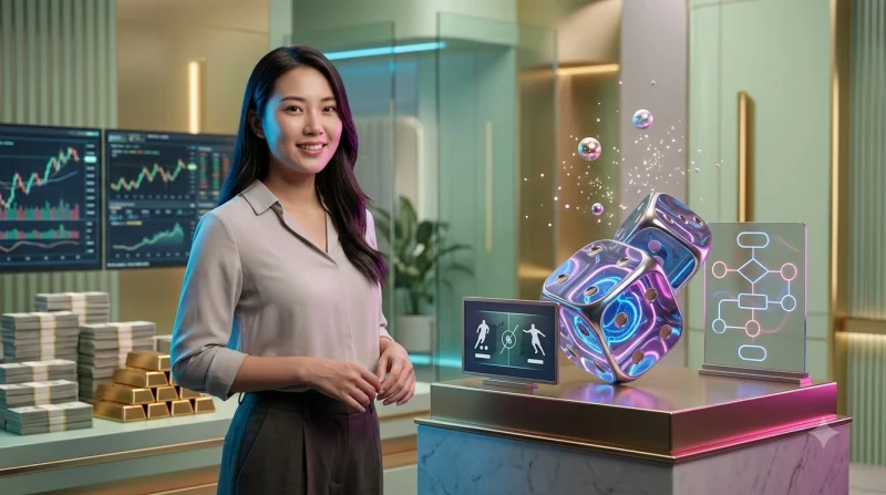 ba-vien-xuc-xac-phat-sang-tung-len-tren-be-mat-phan-chieu-anh-neon Ba viên xúc xắc phát sáng tung lên trên bề mặt phản chiếu ánh neon