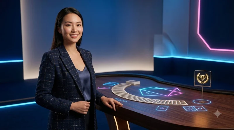 ban-blackjack-voi-bai-dep-va-chip-vang-sang-bong-tren-nen-toi-sang-trong Bàn blackjack với bài đẹp và chip vàng sáng bóng trên nền tối sang trọng