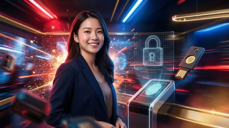 Minh họa các phương thức bảo mật tài khoản như xác thực hai lớp và biểu tượng khóa mã hóa